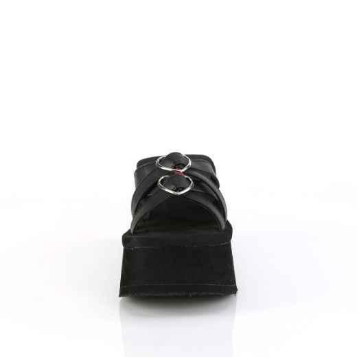 Product image of Demonia FUNN-15 Blk Vegan Leather 3 1/2 Inch PF Criss Cross Slide Sandal