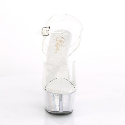 Product image of Pleaser Flashdance-608Ch Clear/Silver Hologram, 6 inch (15.2 cm) Heel, 2 1/4 inch (5.7 cm) Platform Sandal Shoes