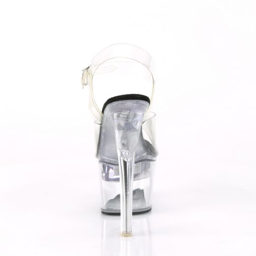 Product image of Pleaser Flashdance-708 Clear-Black/Clear, 7 inch (17.8 cm) Heel, 2 3/4 inch (7 cm) Platform Sandal Shoes