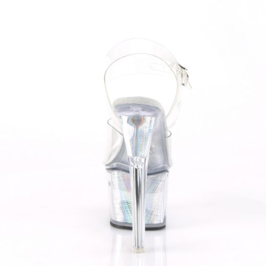 Product image of Pleaser Flashdance-708Ch Clear/Silver Hologram, 7 inch (17.8 cm) Heel, 2 3/4 inch (7 cm) Platform Sandal Shoes
