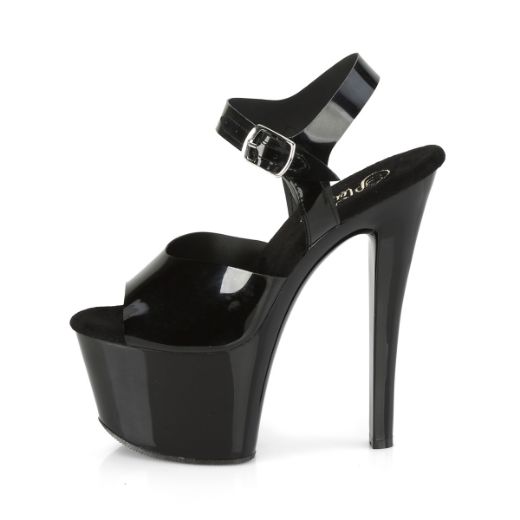 Product image of Pleaser Sky-308N Black (Jelly-Like) Tpu/Black, 7 inch (17.8 cm) Heel, 2 3/4 inch (7 cm) Platform Sandal Shoes