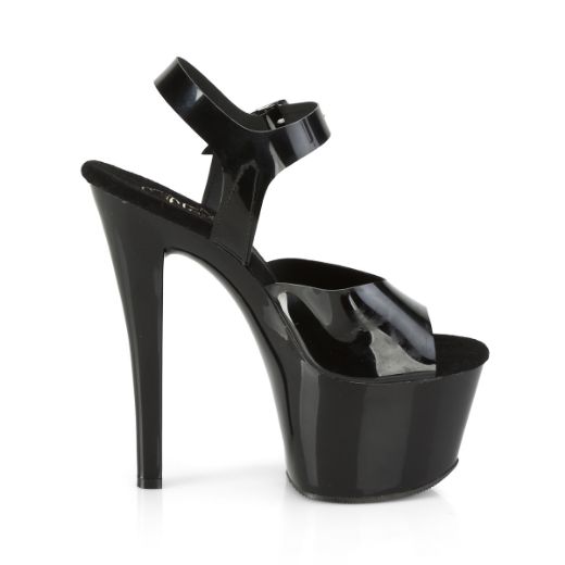 Product image of Pleaser Sky-308N Black (Jelly-Like) Tpu/Black, 7 inch (17.8 cm) Heel, 2 3/4 inch (7 cm) Platform Sandal Shoes