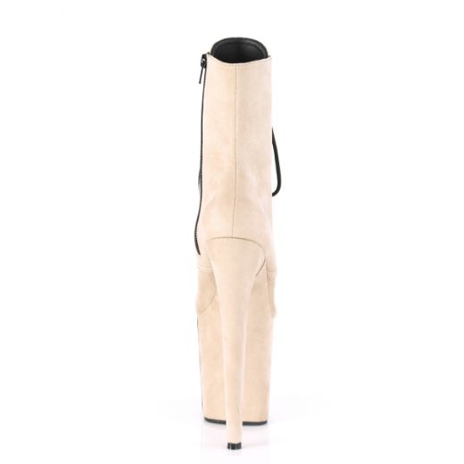 Product image of Pleaser Flamingo-1020Fs Beige Faux Suede/Beige Faux Suede, 8 inch (20.3 cm) Heel, 4 inch (10.2 cm) Platform Ankle Boot