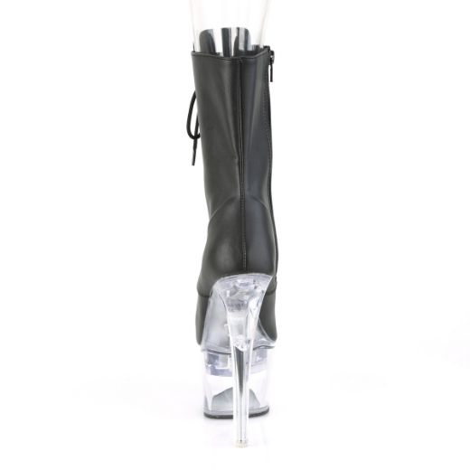Product image of Pleaser Flashdance-1020-7 Black Faux Leather/Clear, 7 inch (17.8 cm) Heel, 2 3/4 inch (7 cm) Platform Ankle Boot