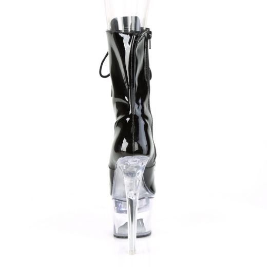 Product image of Pleaser Flashdance-1020-7 Black Patent/Clear, 7 inch (17.8 cm) Heel, 2 3/4 inch (7 cm) Platform Ankle Boot