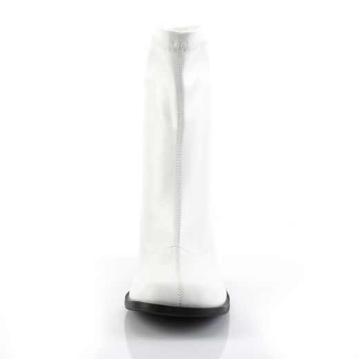 Product image of Funtasma Gogo-150 White Stretch Pu, 3 inch (7.6 cm) Block Heel Ankle Boot