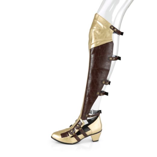 Product image of Funtasma Maiden-8830 Brown-Gold Pu, 2 1/2 inch (6.4 cm) Heel Knee High Boot