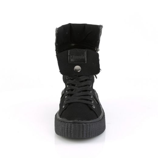 Product image of Demonia Sneeker-270 Black Canvas, 1 1/2 inch Platform Ankle Boot