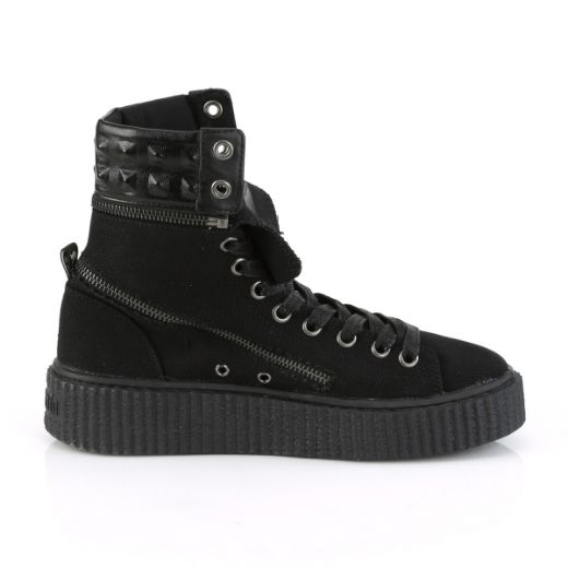 Product image of Demonia Sneeker-270 Black Canvas, 1 1/2 inch Platform Ankle Boot