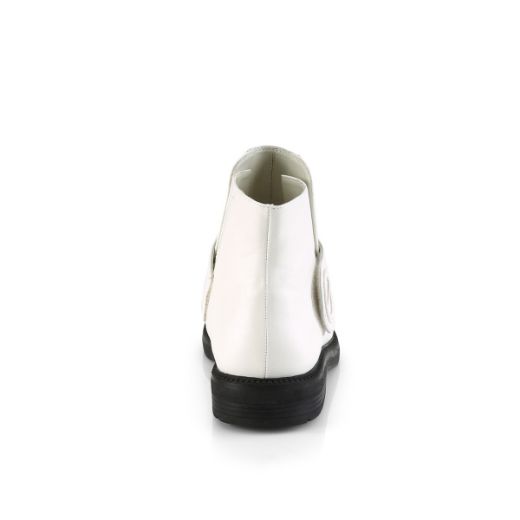 Product image of Funtasma CLONE-102 White Faux Leather 1 inch (2.5 cm) Stacked Heel Men's Ankle Boot