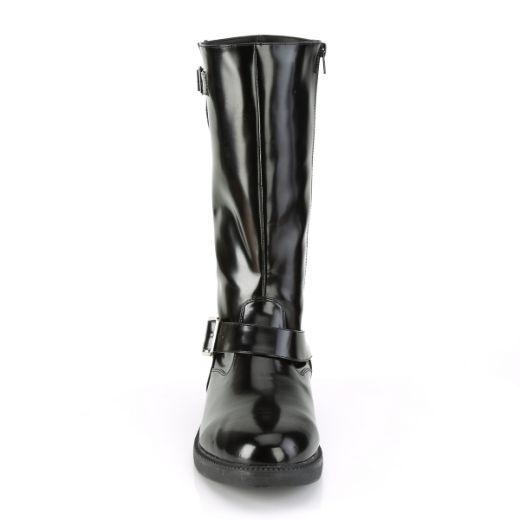 Product image of Funtasma OFFICER-201 Black Faux Leather Polyurethane (Pu) 1 inch (2.5 cm) Stacked Heel Men's Knee High Boot Side Zip