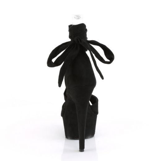 Product image of Pleaser DELIGHT-679 Black Faux Suede/Black Faux Suede 6 inch (15.2 cm) Heel 1 3/4 inch (4.5 cm) Platform Criss Cross Ankle Wrap Sandal Shoes