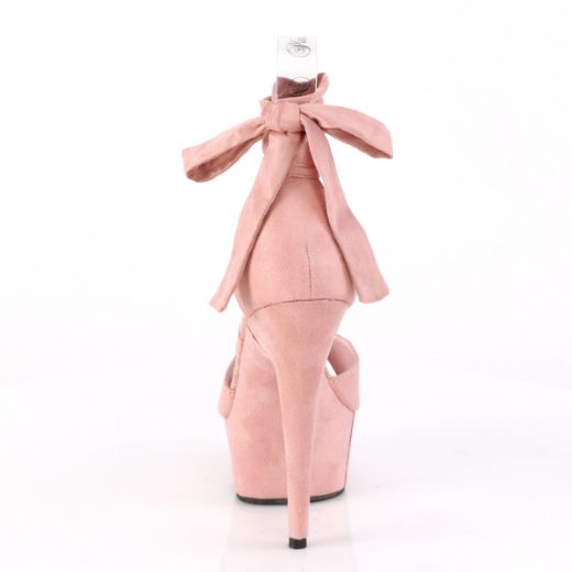 Product image of Pleaser DELIGHT-679 Baby Pink Faux Suede/Baby Pink Faux Suede 6 inch (15.2 cm) Heel 1 3/4 inch (4.5 cm) Platform Criss Cross Ankle Wrap Sandal Shoes