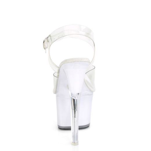 Product image of Pleaser DISCOLITE-708 Clear/White Glow 7 inch (17.8 cm) Heel 2 3/4 inch (7 cm) Platform Led Illuminated Ankle Strap Sandal