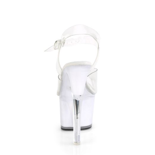 Product image of Pleaser ECHOLITE-708 Clear/White Glow 7 inch (17.8 cm) Heel 2 3/4 inch (7 cm) Platform Led Illuminated Ankle Strap Sandal