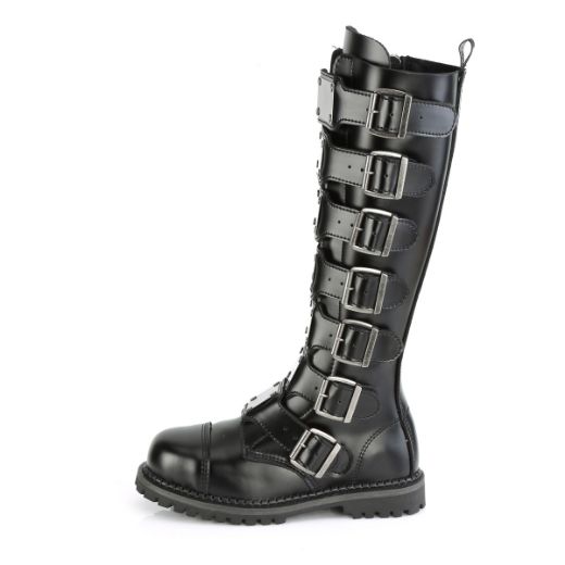 Product image of Demonia RIOT-21MP Black Leather Unisex Steel Toe Knee Boot Rubber Sole