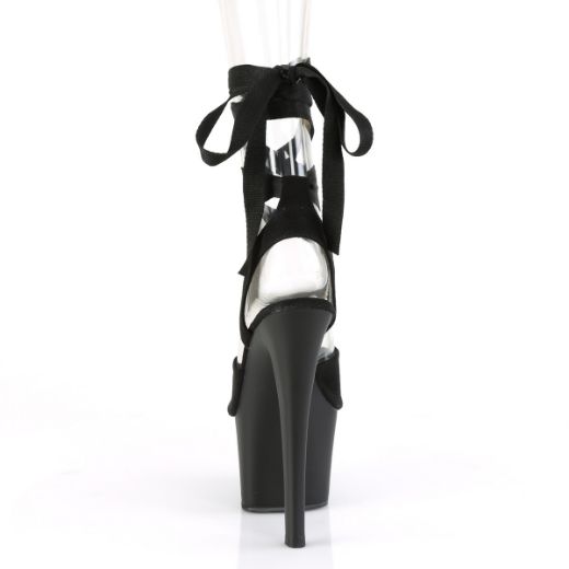 Product image of Pleaser SKY-334 Black Faux Suede/Black Matte 7 inch (17.8 cm) Heel 2 3/4 inch (7 cm) Platform Criss Cross Ankle Wrap Sandal Shoes