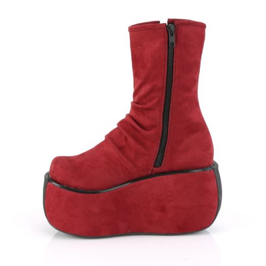Product image of Demonia VIOLET-100 Burgundy Faux Suede 3 1/2 inch Platform Ankle Boot Side Zip