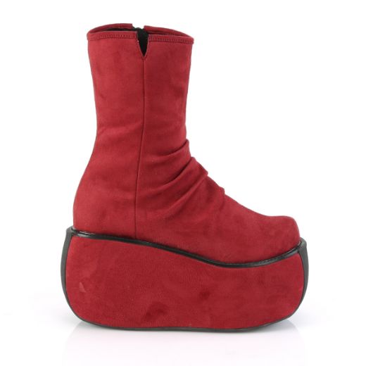 Product image of Demonia VIOLET-100 Burgundy Faux Suede 3 1/2 inch Platform Ankle Boot Side Zip