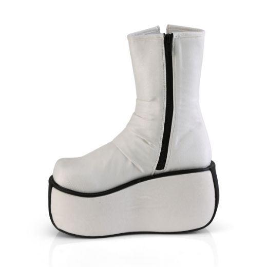 Product image of Demonia VIOLET-100 White Faux Suede 3 1/2 inch Platform Ankle Boot Side Zip