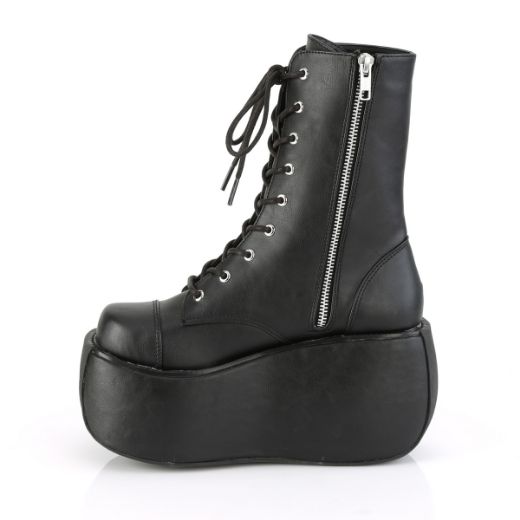 Product image of Demonia VIOLET-120 Black Vegan Faux Leather 3 1/2 inch Platform Lace-Up Ankle Boot Side Zip
