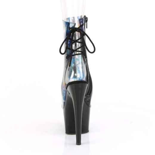 Product image of Pleaser ADORE-1018C-COSMOS Blue-Purple Polyurethane (Pu)/Black 7 inch (17.8 cm) Heel 2 3/4 inch (7 cm) Platform Open Toe/Heel Ankle Boot Side Zip