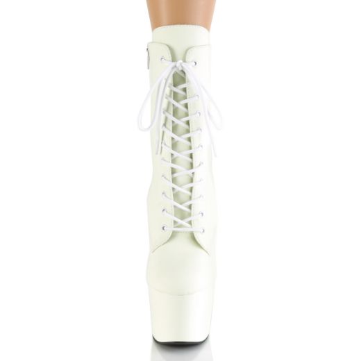 Product image of Pleaser ADORE-1020GD White Glow F.Faux Leather/White Glow F.Faux Leather 7 inch (17.8 cm) Heel 2 3/4 inch (7 cm) Platform Lace-Up Front Ankle Boot Side Zip