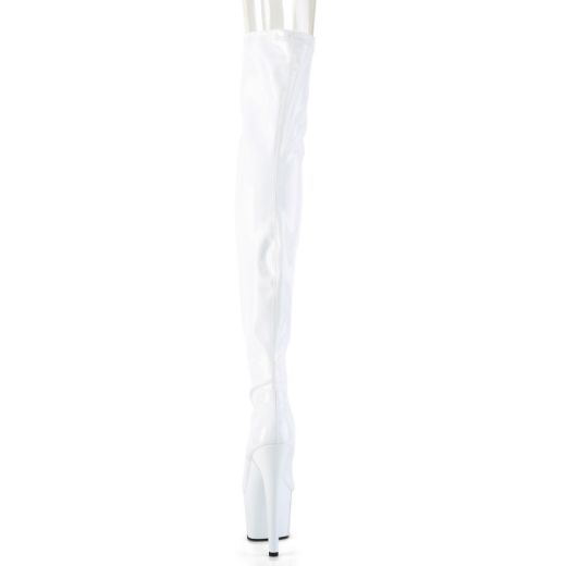 Product image of Pleaser ADORE-3000HWR White Stretch Holographic/White Holographic 7 inch (17.8 cm) Heel 2 3/4 inch (7 cm) Platform Stretch Thigh Boot Side Zip Thigh High Boot