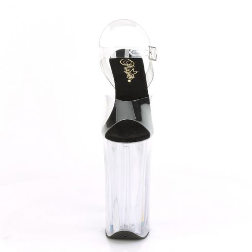 Product image of Pleaser BEYOND-008 Clear-Black/Clear 10 inch (25.5 cm) Heel 6 1/4 inch (16 cm) Platform Ankle Strap Sandal