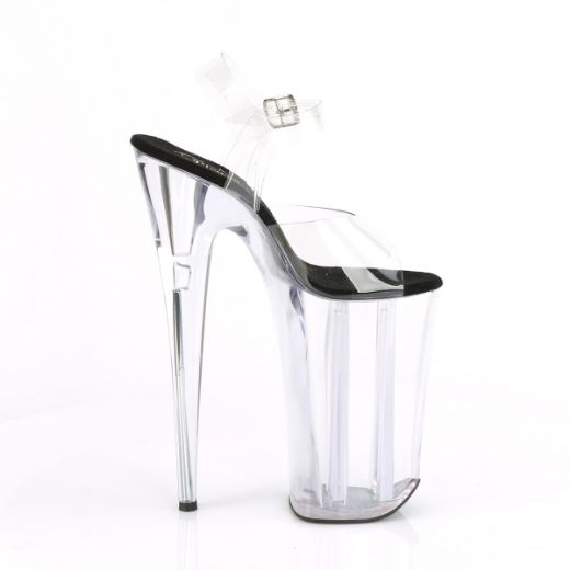 Product image of Pleaser BEYOND-008 Clear-Black/Clear 10 inch (25.5 cm) Heel 6 1/4 inch (16 cm) Platform Ankle Strap Sandal
