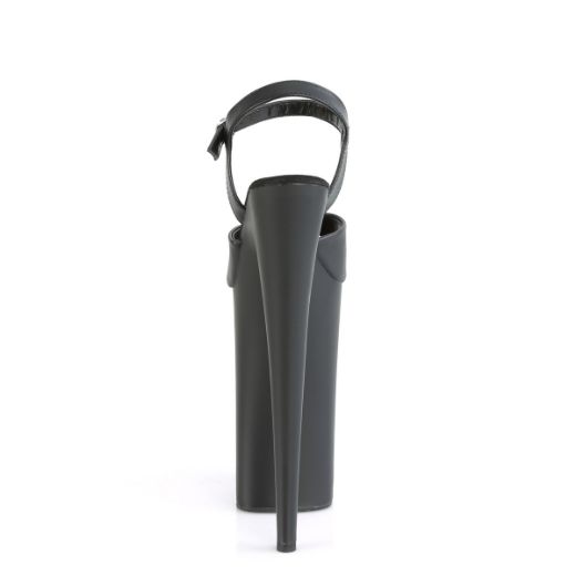 Product image of Pleaser BEYOND-009 Black Faux Leather/Black Matte 10 inch (25.5 cm) Heel 6 1/4 inch (16 cm) Platform Ankle Strap Sandal
