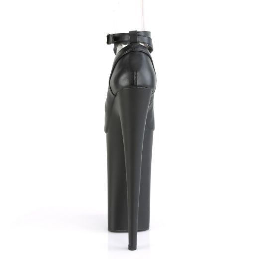 Product image of Pleaser BEYOND-087 Black Faux Leather/Black Matte 10 inch (25.5 cm) Heel 6 1/4 inch (16 cm) Platform Criss Cross Ankle Strap Pump
