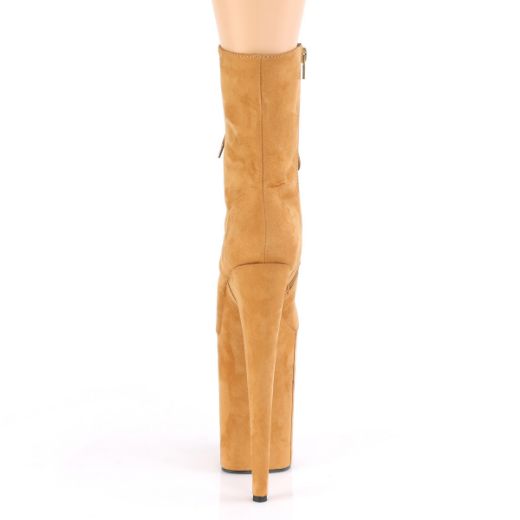 Product image of Pleaser INFINITY-1020FS Camel Faux Suede/Camel Faux Suede 9 inch (23 cm) Heel 5 1/4 inch (13.5 cm) Platform Lace-Up Front Ankle Boot Side Zip
