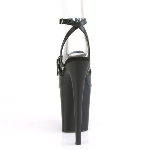 Product image of Pleaser FLAMINGO-829 Black Faux Leather/Black Matte 8 inch (20 cm) Heel 4 inch (10 cm) Platform Peep Toe Ankle Strap Sandal Shoes