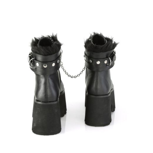 Product image of Demonia ASHES-57 Black Vegan Faux Leather 3 1/2 inch (9 cm) Chunky Heel 2 1/4 inch (5.7 cm) Platform Lace-Up Ankle Bt Side Zip