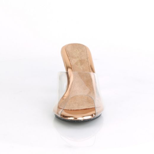 Product image of Fabulicious BELLE-301 Clear-Rose Gold/Clear 3 inch (7.6 cm) Heel 1/8 inch (3 cm) Platform Slide Slide Mule Shoes