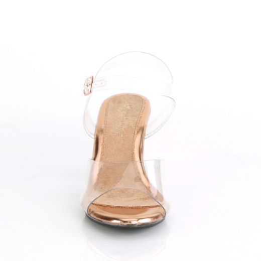 Product image of Fabulicious BELLE-308 Clear-Rose Gold/Clear 3 inch (7.6 cm) Heel 1/8 inch (3 cm) Platform Ankle Strap Sandal Shoes