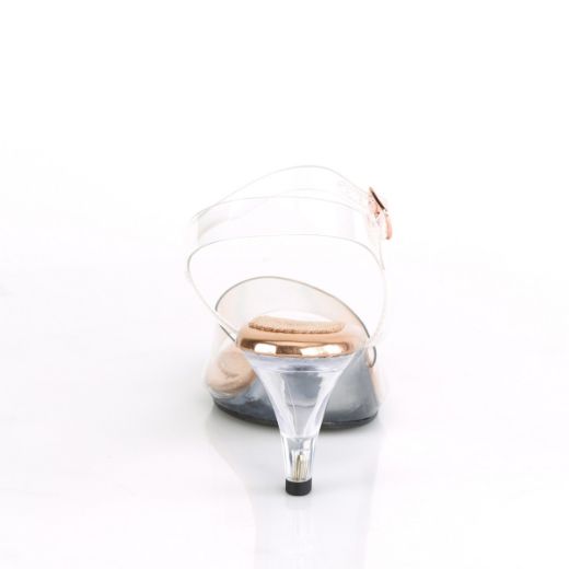 Product image of Fabulicious BELLE-308 Clear-Rose Gold/Clear 3 inch (7.6 cm) Heel 1/8 inch (3 cm) Platform Ankle Strap Sandal Shoes