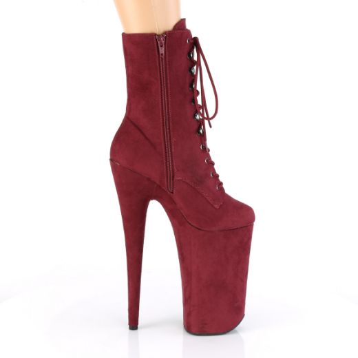Product image of Pleaser BEYOND-1020FS Burgundy F.Faux Suede/Burgundy F.Faux Suede 10 inch (25.5 cm) Heel 6 1/4 inch (16 cm) Platform Lace-Up Ankle Boot Side Zip
