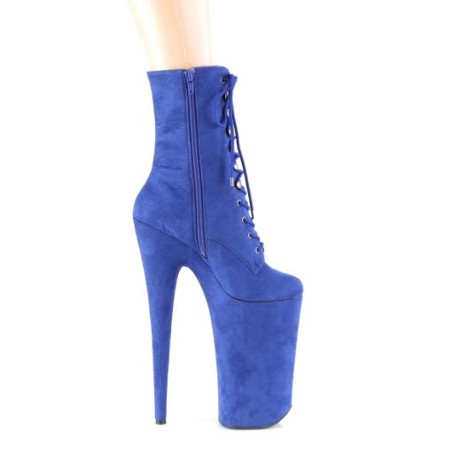 Product image of Pleaser BEYOND-1020FS Royal Blue Faux Suede/R.Blue F.Suede 10 inch (5.5 cm) Heel 6 1/4 inch (16 cm) Platform Lace-Up Ankle Boot Side Zip