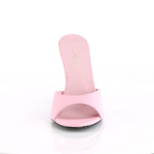 Product image of Pleaser CLASSIQUE-01 Baby Pink Polyurethane (Pu) 4 inch (10.1 cm) Heel Peep Toe Slide Slide Mule Shoes
