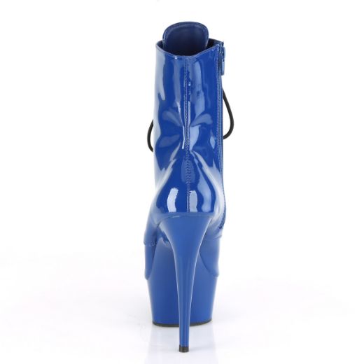 Product image of Pleaser DELIGHT-1020 Royal Blue Patent/Royal Blue 6 inch (15.2 cm) Heel 1 3/4 inch (4.5 cm) Platform Lace-Up Front Ankle Boot Side Zip