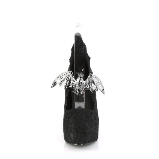 Product image of Demonia DEMON-18 Black Satin-Black Lace 5 inch (12.7 cm) Heel 1 1/2 inch (3.8 cm) Concealed Platform Maryjane Pump