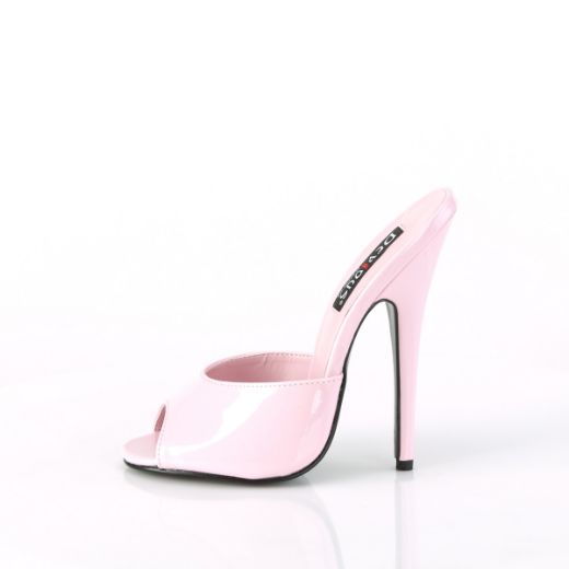 Product image of Devious DOMINA-101 Baby Pink Patent 6 inch (15.2 cm) Peep Toe Slide Slide Mule Shoes