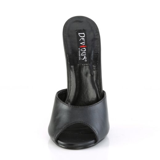 Product image of Devious DOMINA-101 Black Faux Leather 6 inch (15.2 cm) Peep Toe Slide Slide Mule Shoes