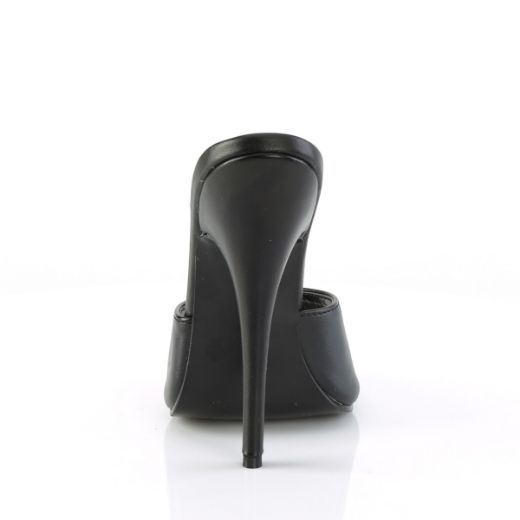 Product image of Devious DOMINA-101 Black Faux Leather 6 inch (15.2 cm) Peep Toe Slide Slide Mule Shoes