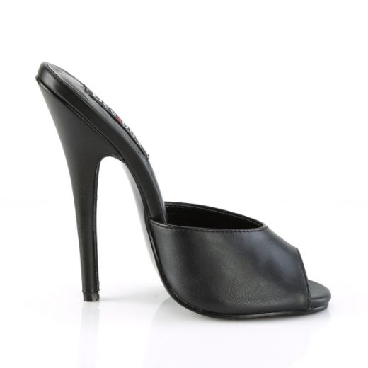 Product image of Devious DOMINA-101 Black Faux Leather 6 inch (15.2 cm) Peep Toe Slide Slide Mule Shoes