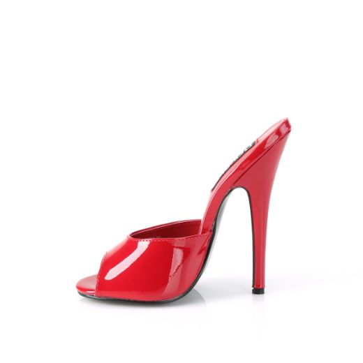 Product image of Devious DOMINA-101 Red Patent 6 inch (15.2 cm) Peep Toe Slide Slide Mule Shoes