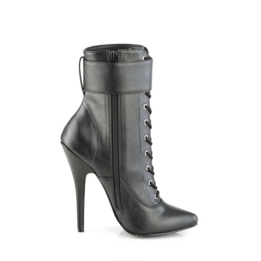 Product image of Devious DOMINA-1023 Black Faux Leather 6 inch (15.2 cm) Heel Ankle Boot Side Zip