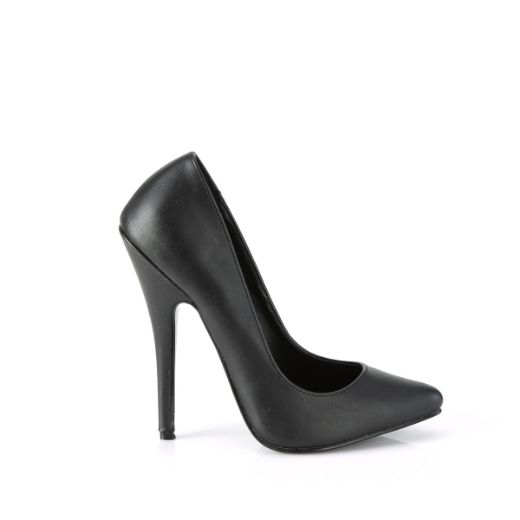 Product image of Devious DOMINA-420 Black Faux Leather 6 inch (15.2 cm) Classic Pump Court Pump Shoes
